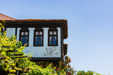 Residential building in old town of Nessebar, Bulgariaの写真素材