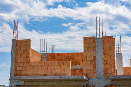 Construction of new residential building. Construction industryの写真素材