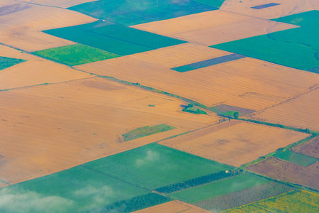 Aerial view of fields. Burgas region, Bulgaria