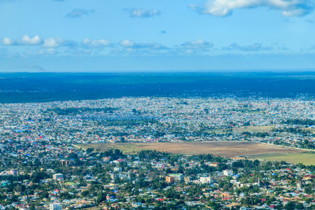 Aerial view of Zanzibar city, capital of Zanzibar island (Unguja), Tanzaniaの写真素材