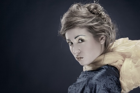 Vintage portrait of beautiful womanの写真素材