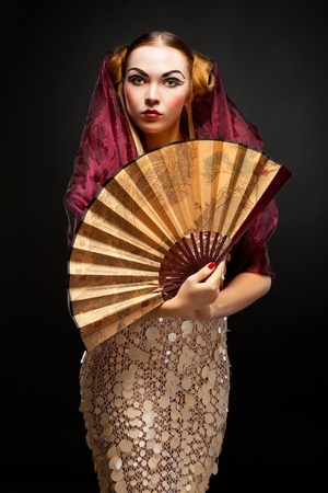 Beautiful young geisha girlの写真素材