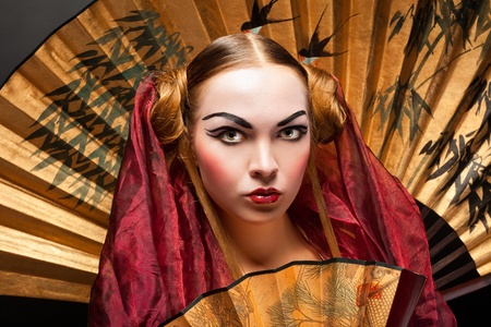 Beautiful young geisha girlの写真素材