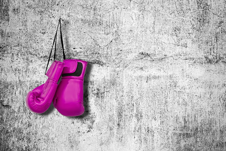 Boxing gloves on the wallの写真素材