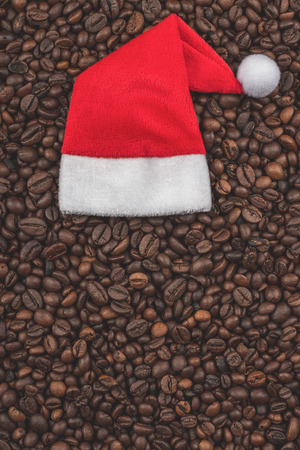 Roasted coffee beans. Background, close-up view. Happy New Year and Christmas.の写真素材