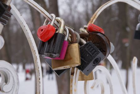  lock on the fenceの写真素材