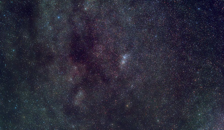 Universe astronomy photo: Milky Way in Perseus constellation with Double Star Cluster Chi-H composed...