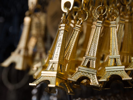 Eiffel tower (Tour de Eiffel) souvenirs for selling in a souvenir shop in Paris, Franceの写真素材