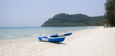 Two boats is on a tropical  beach  Thailandの写真素材
