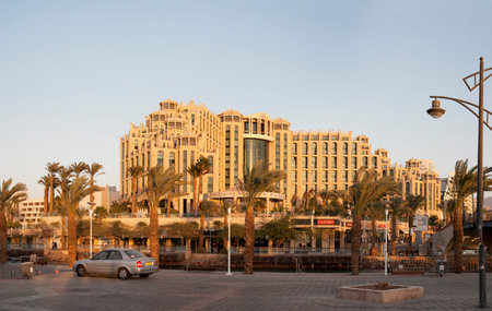 Eilat, Israel - December 12, 2011: Hotel Hilton Eilat Queen of Sheba, evening
