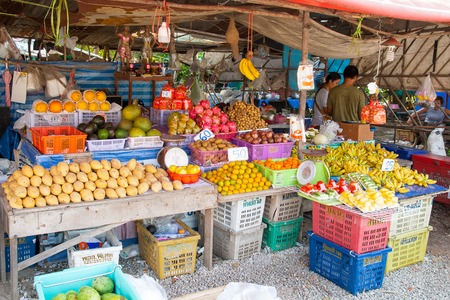 Pattaya, Thailand - December 02, 2018: Fruit trade on the marketのeditorial素材