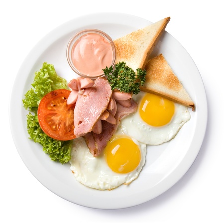 english breakfast isolated top viewの写真素材