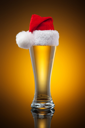 Christmas beer mug. Studio shot. Gradient backgroundの写真素材