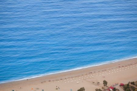 Top view of sunny sea beach in Turkey Oludenizの写真素材