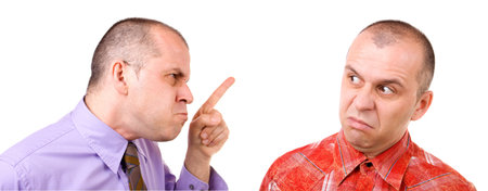 Middle aged man mad at himself isolated on white