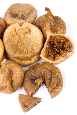 Dried figs, traditional mediterranean dessert isolated on white background
