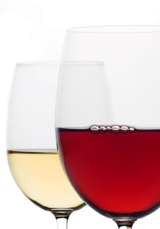 Glass of red wine isolated on white backgroundの写真素材