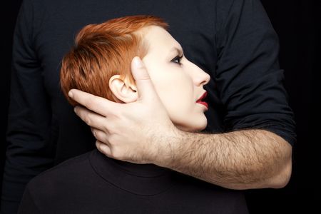 Romantic portrait of beautiful red haired womanの写真素材