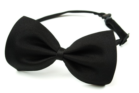 Classic black bow tie isolated on white backgroundの写真素材