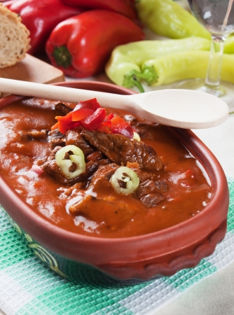 Beef stew or goulash, traditional hungarian mealの写真素材