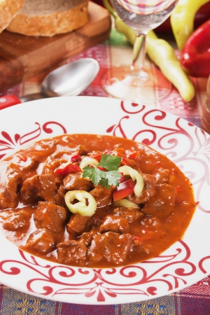 Hungarian goulash or beef stew, thick meat soup Hungarian goulash or beef stew, thick meat soup
