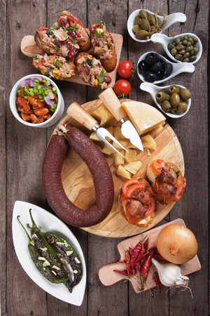 Tapas or antipasto food, mediterranean cold buffet great for partiesの写真素材