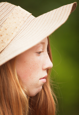 Portrait of young redhead girl, outdoot shotの写真素材