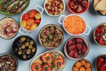 Various tapas meals as served in spanish bars and restaurantsの写真素材