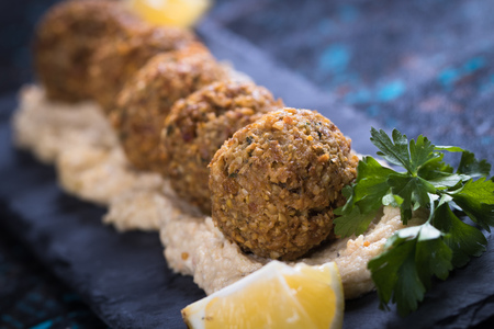 Falafel, middle eastern fried chickepa balls, popular fast food mealの写真素材