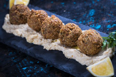 Falafel, middle eastern fried chickepa balls, popular fast food meal