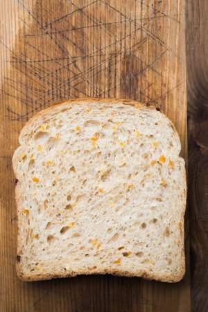 Slice of wholegrain  toast bread shot from above