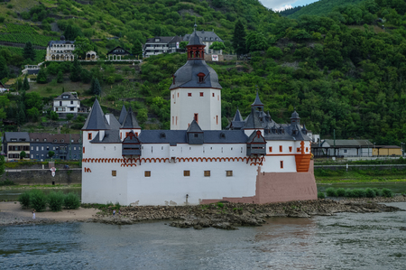 Medieval castle Burg Pfalzgrafenstein  at Rhine river valley, near Kaub, Germanyのeditorial素材