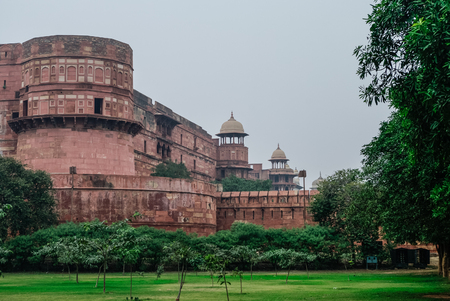 Walls of the Red Fort of Agra, India.のeditorial素材