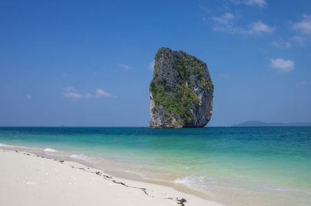 Landmark cliff at Poda island, Krabi Province, Andaman Sea, South of Thailandの写真素材
