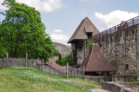 Inside the Eger fortress. Courtyard, defense wall, and enter to castle underground. Eger, Hungaryのeditorial素材