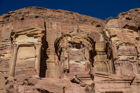 Details of Corinthian tomb, one of the Royal Tombs, Petra , Jordanの写真素材