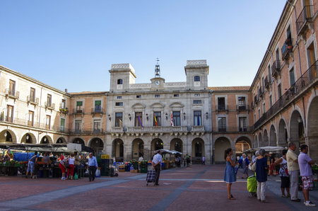 Avila,Spain - August  5, 2011 --View at the Town Hall and market  square  of medieval Avila town.  Castile and Leon .のeditorial素材