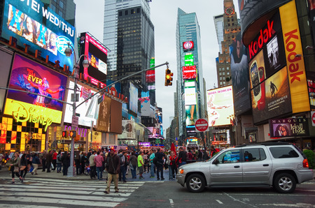 New York city,USA - July 21,2014: The Times Square at evening  in New York, Times Square is major commercial intersection in New york and one of the most visited tourist attractions in the world.のeditorial素材