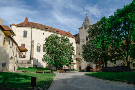 Courtyard of medieval royal gothic castle Krivoklat, Central Bohemia, Czech Republicのeditorial素材