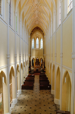 Kutna Hora, Czech Republic - May 9, 2012: Nave of the Cathedral of Assumption of Our Lady and Saint John the Baptist. Church is UNESCO World Heritage Siteのeditorial素材