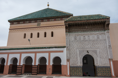 Courtyard of mosque Zaouia de Sidi Bel Abbes in Marrakech medina, Moroccoのeditorial素材