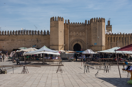 Fez, Morocco - May 9, 2017: Market in Bab Chorfa. Bab Chorfa is a gate to ancient Fez El Bali Medina (Old Town)のeditorial素材