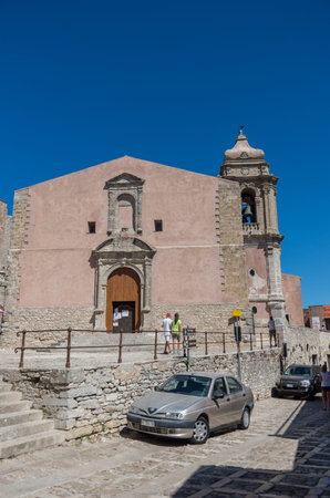 Erice, Italy - September 06, 2017:  The church of San Giuliano, is one of the oldest places of worship Catholics of Erice, province of Trapani in Sicily, Italyのeditorial素材