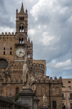 Palermo Cathedral (Metropolitan Cathedral of the Assumption of Virgin Mary) in Palermo, Sicily, Italy. Architectural complex built in Norman, Moorish, Gothic, Baroque and Neoclassical styleのeditorial素材
