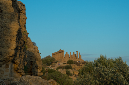 Temple of Juno located in the park of the Valley of the Temples in Agrigento, Sicily, Italyの写真素材