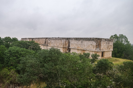 The archaeological area Uxmal, the ruins of the palace. Mexicoのeditorial素材