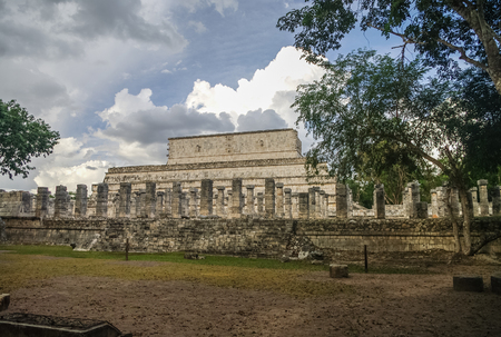 Group of a Thousand Columns and Temple of the Warriors, Chichen-Itza, Mexicoのeditorial素材