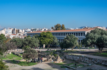 Athens,Greece - December 27, 2017: Stoa of Attalos, ancient Agora in Athens, Greeceのeditorial素材