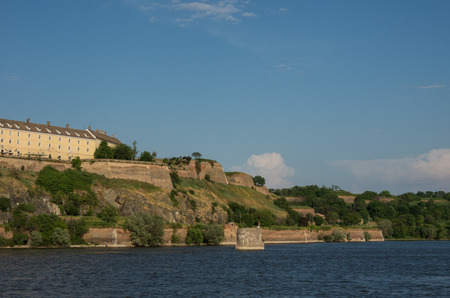 Wall of Petrovaradin Fortress  over Danube river.  Novi Sad, Serbiaのeditorial素材