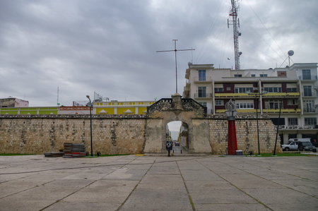Campeche, Mexico -  February 01, 2010: Historic Fortified Town of Campeche - UNESCO World Heritage Site. The Ocean Gateのeditorial素材